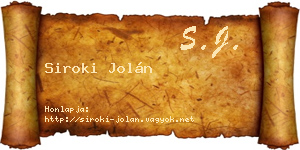 Siroki Jolán névjegykártya